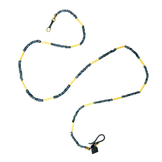 "Whisper" Necklace (Blue Sapphire Beads, 22k, 18k Gold)