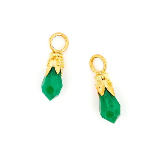 "Sri Lanka" Drops for Hoop Earrings (Chrysoprase, 22k, 18k Gold)