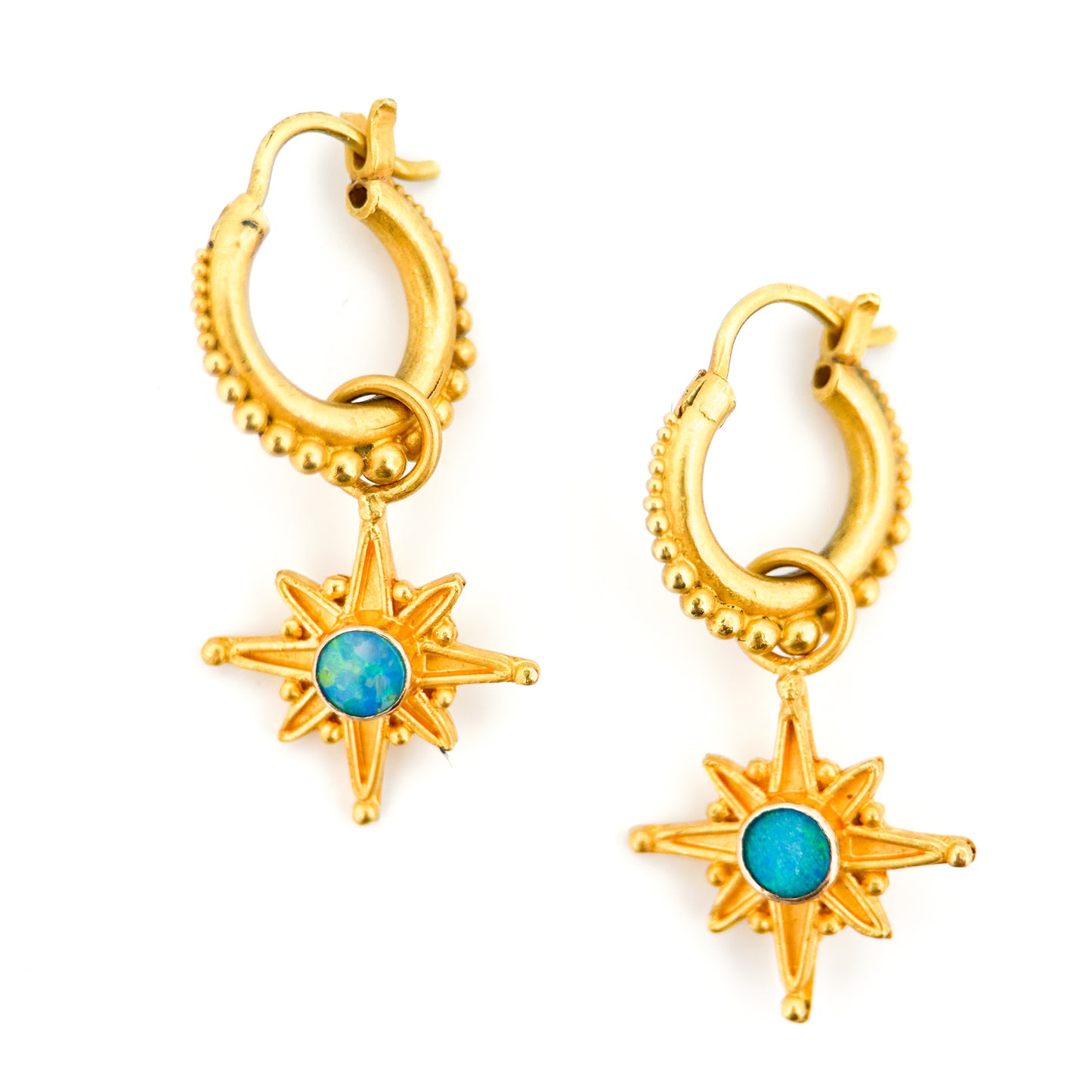"Starlight" Earring Drops for Hoops (Australian Opal, 22k, 18k Gold)