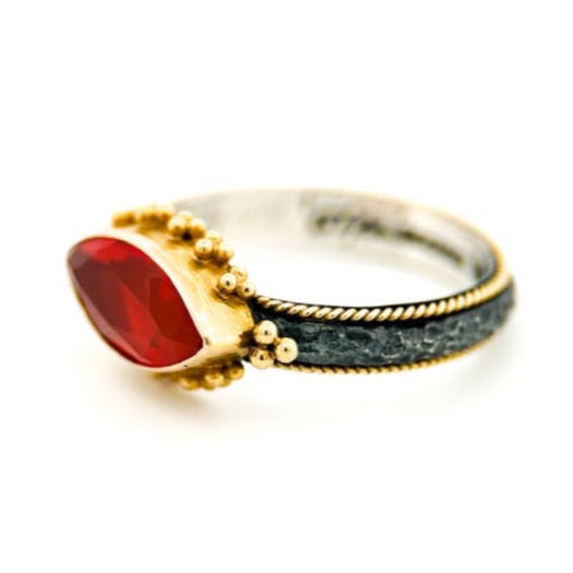 "Prague Twinkler" Ring (Mexican Fire Opal, 22k Gold, Sterling Silver)