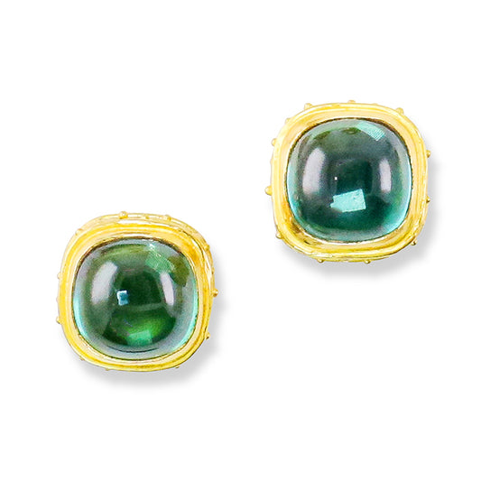 "Susie Spiral" Stud Earrings (Blue-green Topaz, 22k, 18k Gold) SOLD