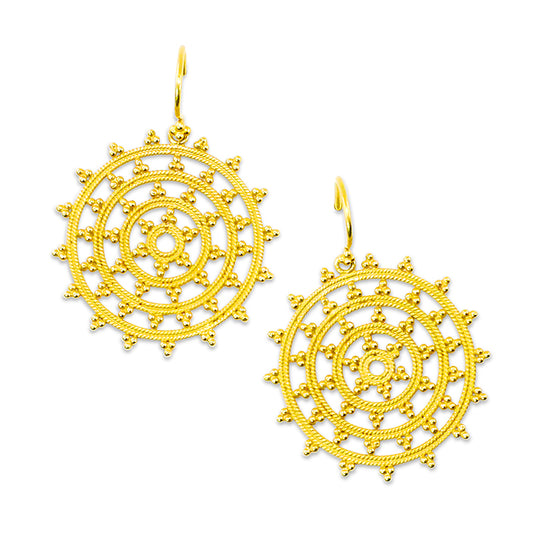 "Dream Catcher" Hook Earrings (18k, 22k Gold)