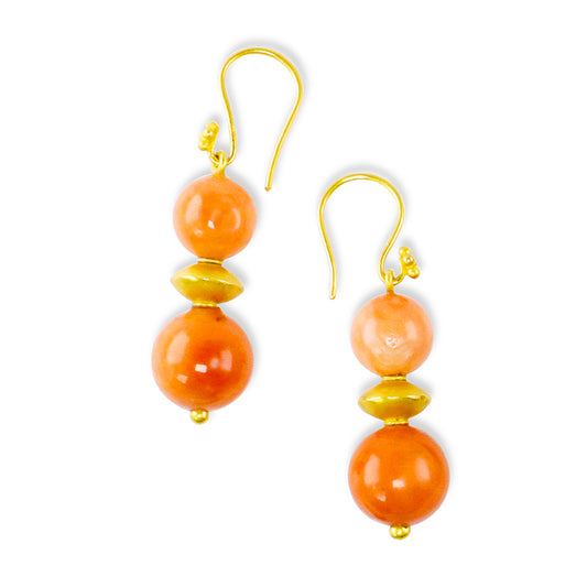 "Jetson" Hook Earrings (Italian Coral, 22k, 18k Gold)
