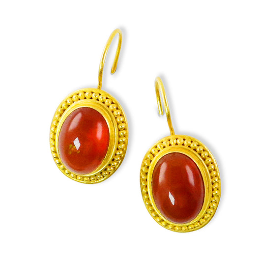 "Asri" Hook Earrings (Mexican Fire Opal, 22k Gold) SOLD