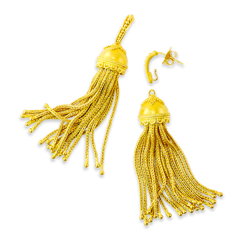 "Capitol" Tassel Drops for Earrings (22k, 18k Gold)