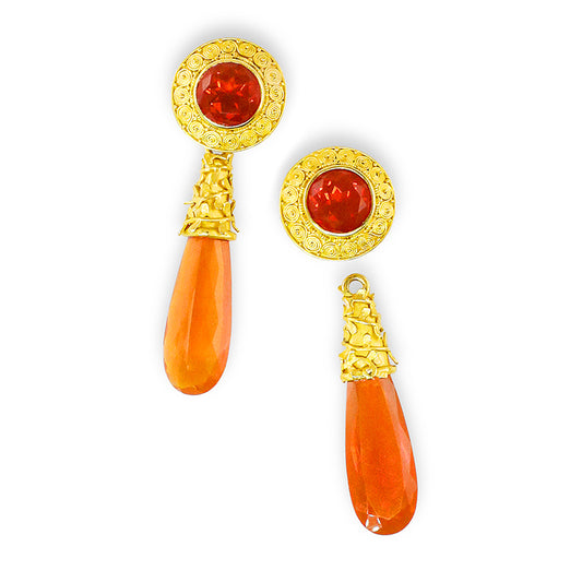 "Seaweed" Earring Drops (Mexican Fire Opal, 22k Gold)