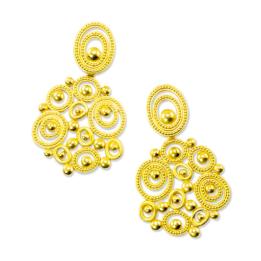 "Dune" Stud Dangle Earrings (22k, 18k Gold)
