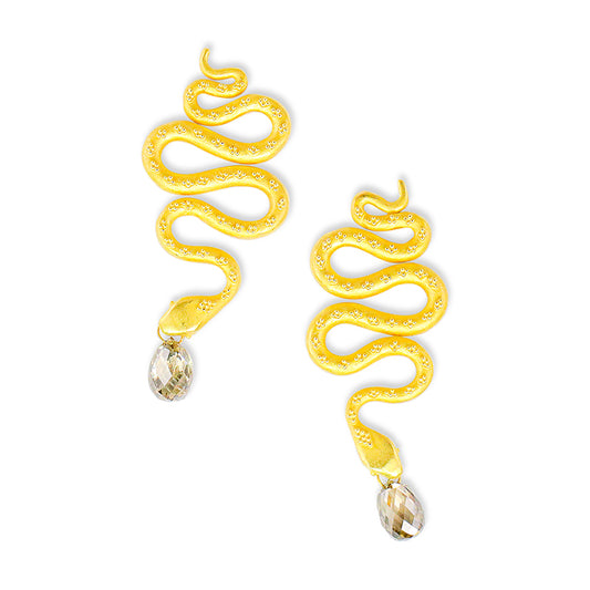 "Viper" Dangle Earrings (Champagne Diamonds, 22k, 18k Gold)