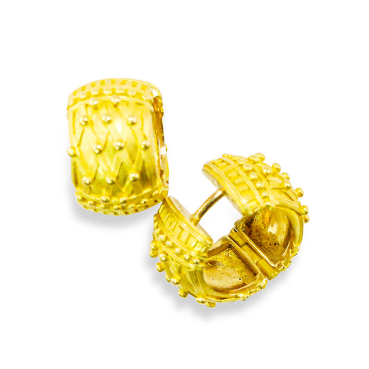 "Zanzibar" Huggie Hoop Earrings (22k, 18k Gold)