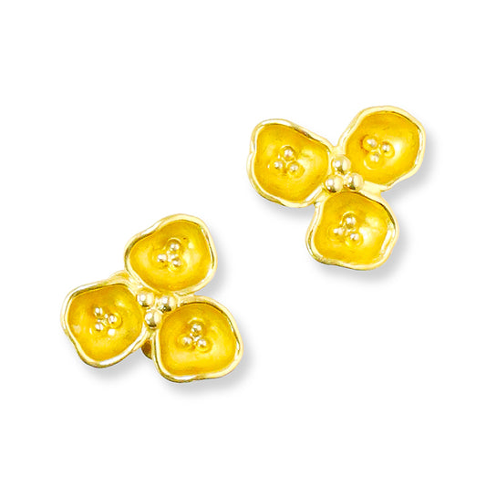 "Dogwood Flower" Stud Earrings (22k, 18k Gold)
