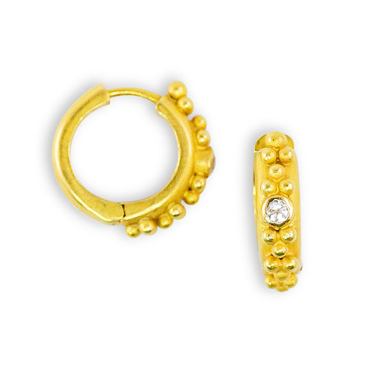 "Angela" Hoop Earring (White Sapphire, 22k, 18k Gold)