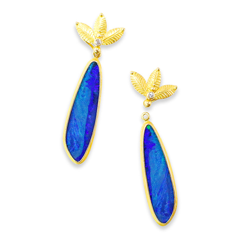 "Polos" Earring Drops for Hook Earrings (Australian Opal, 18k Gold)