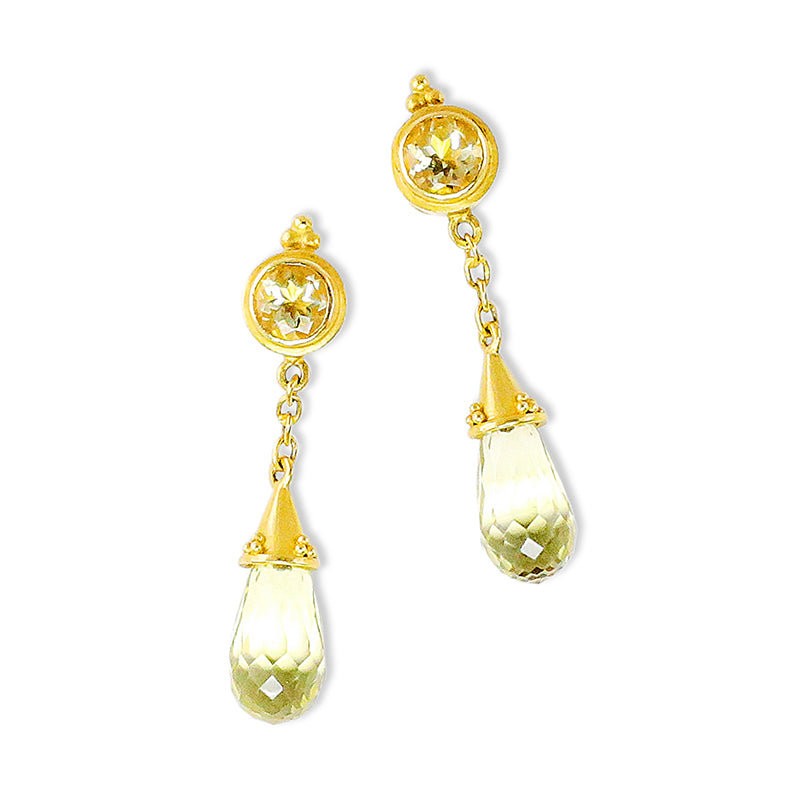 "Nuetzie" Dangle Earrings (Citrine, 18k, 22k Gold)