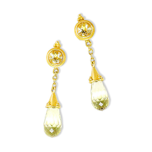 "Nuetzie" Dangle Earrings (Citrine, 18k, 22k Gold)