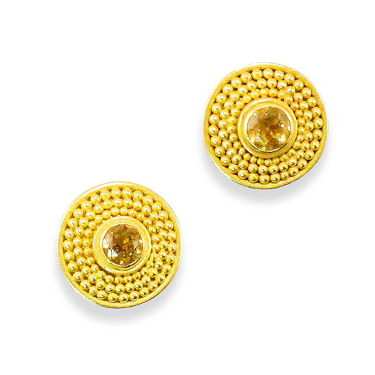 "Pinwheel Stud" Earrings (Citrine, 18k, 22k Gold)