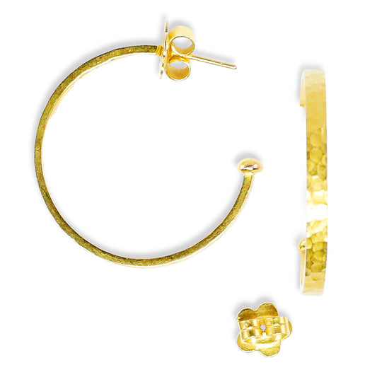 "Hammered Hoop" Earrings (18k Gold)