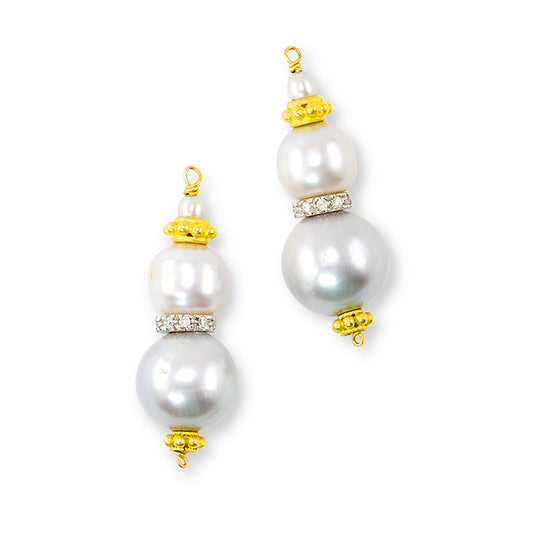 "Lola" Drops for Hook Earrings (Freshwater Pearl, Diamond, 18k White Gold, 18k, 22k Yellow Gold)