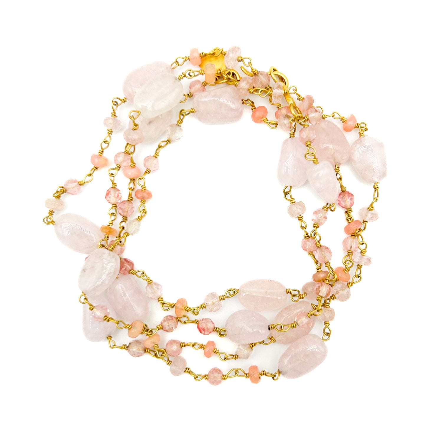 "Staccato" Necklace/Bracelet (Ethiopian Opal, Morganite, Quartz, 18k Gold)