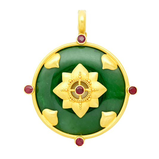 "Compass" Pendant (Jade, Ruby, 22k Gold)