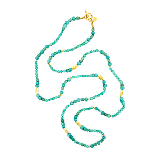 "Long Lola" Necklace (Turquoise, 22k, 18k Gold)