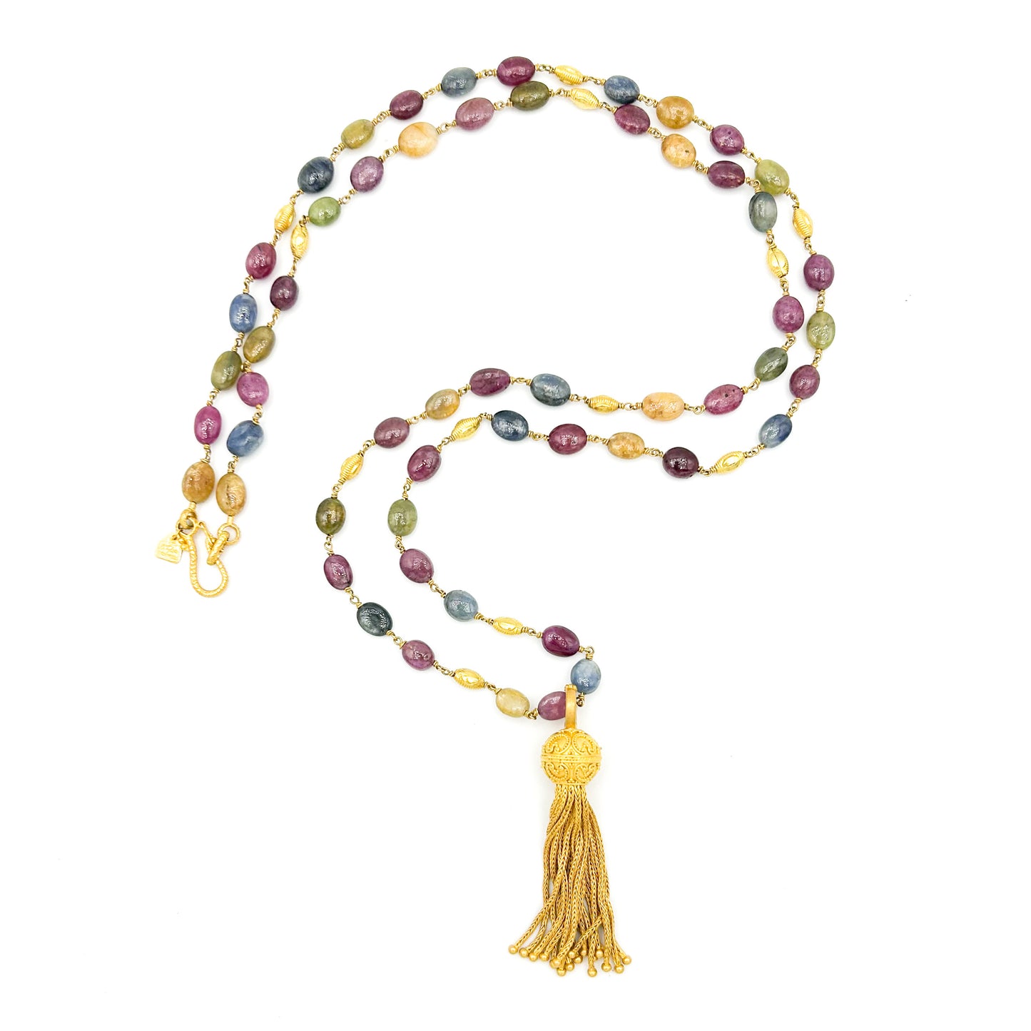 "Winona Bangkok" Necklace (Multicolored Sapphire, Ruby, 22k, 18k Gold)