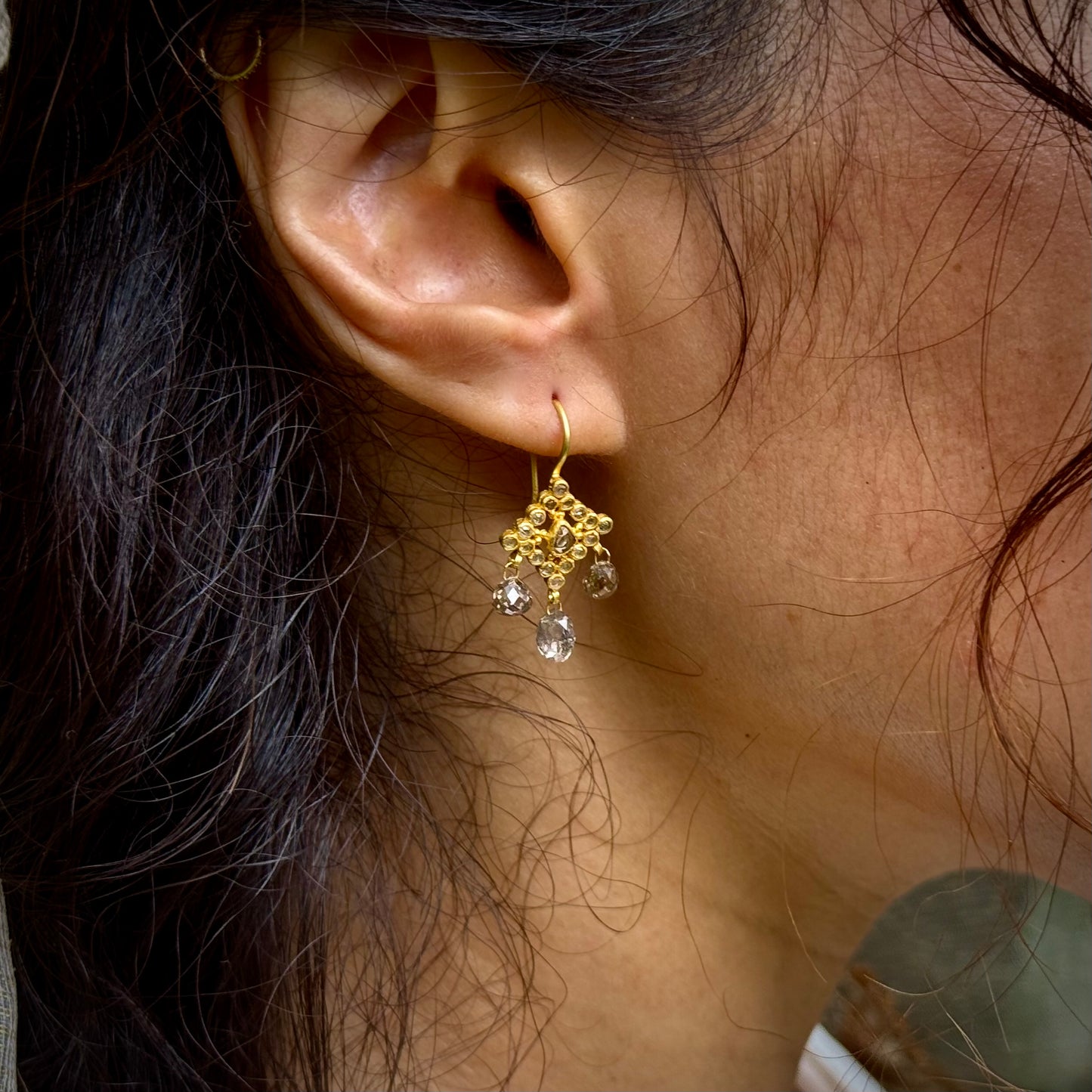 "Jaisalmer" Dangle Earrings (Champagne Diamond, 18k Gold)