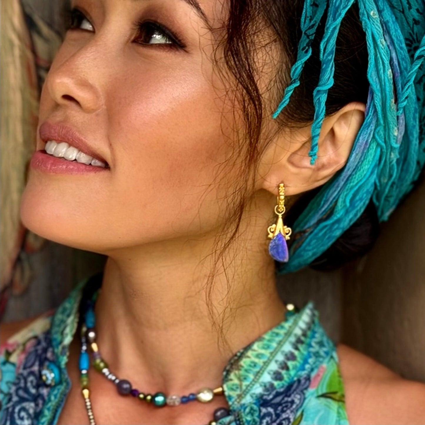 "Kilauea" Drops for Hoop Earrings (Australian Opal, 22k Gold)