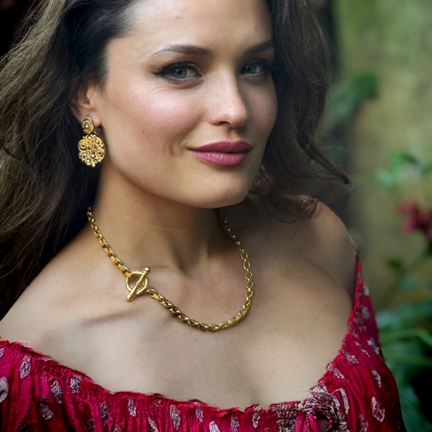 "Sharon Lariat" Toggle Necklace (18k Gold Link Chain)