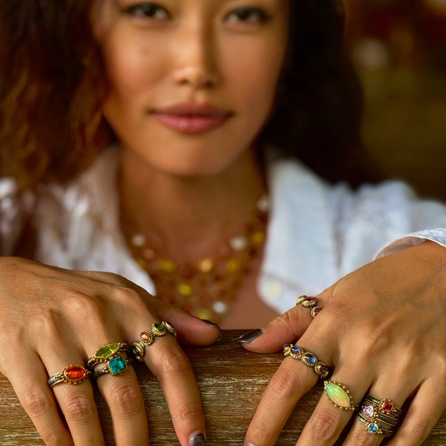 "Marmaris" Ring (Green Tourmaline, 22k, 18k Gold, Oxidized Sterling Silver)