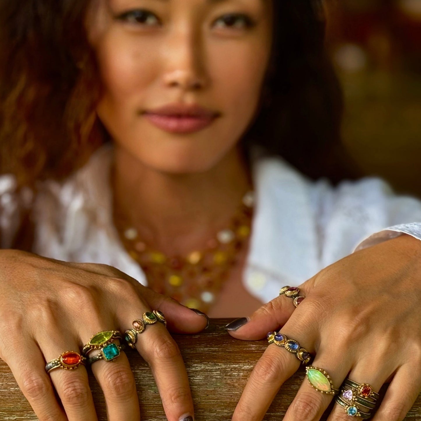 "Khalisi" Ring (Mexican Fire Opal, 22k, 18k Gold, Oxidized Sterling Silver)