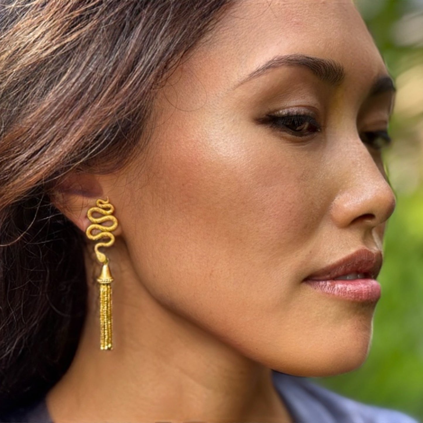 "Viper" Dangle Earrings (Champagne Diamonds, 22k, 18k Gold)