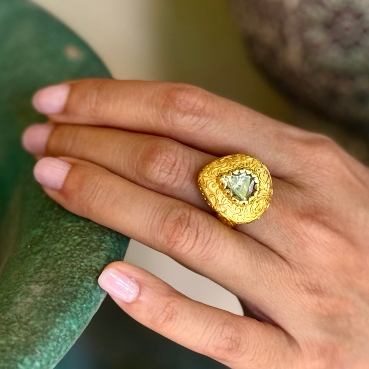 "Jodhpur Teardrop" Ring (Diamond, 22k, 18k Gold)