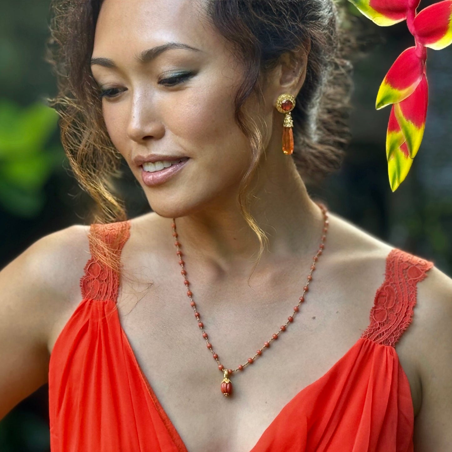 "Winona" Necklace (Italian Coral, 18k Gold)