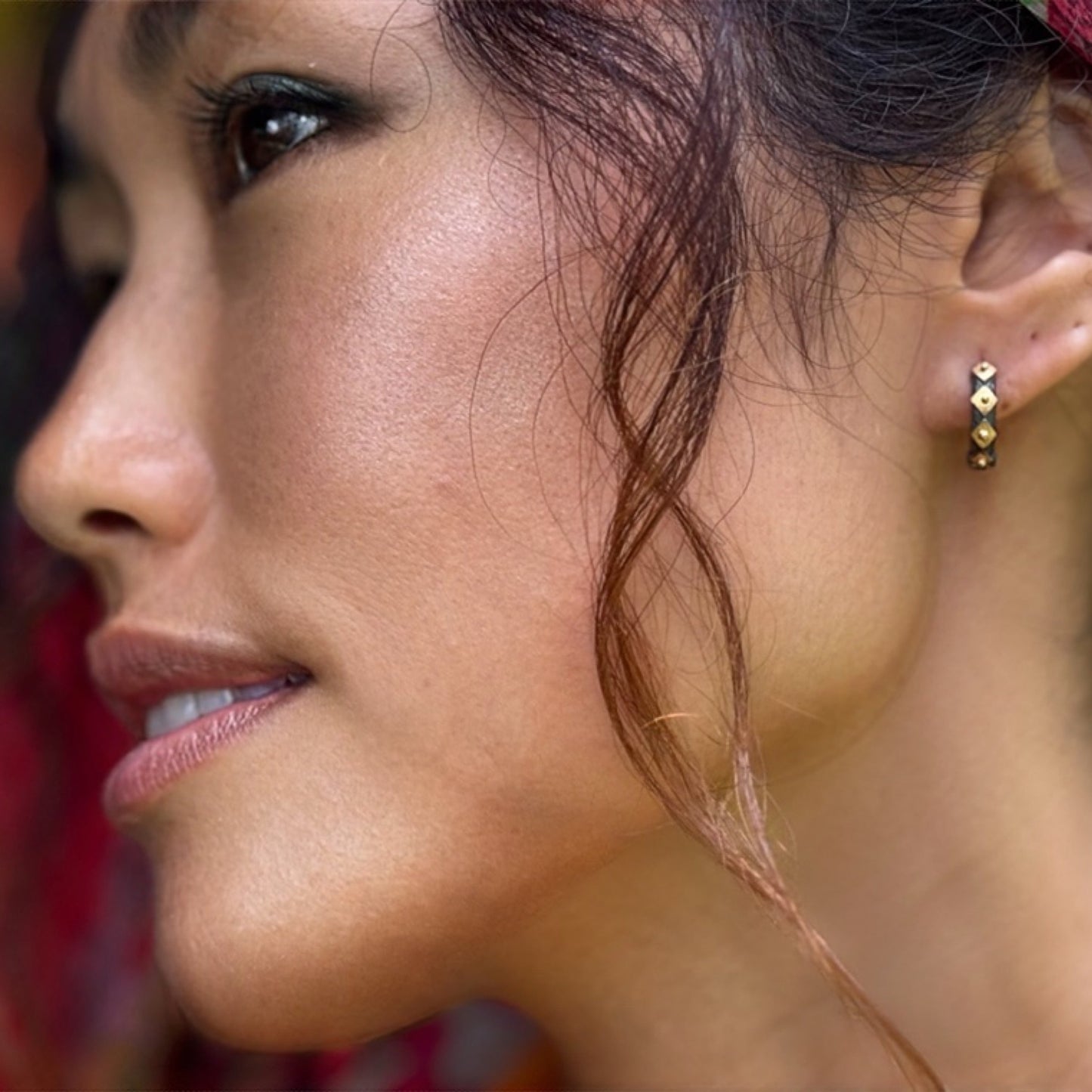 "Prince" Huggie Hoop Earrings (18k Gold, Oxidized Sterling Silver)