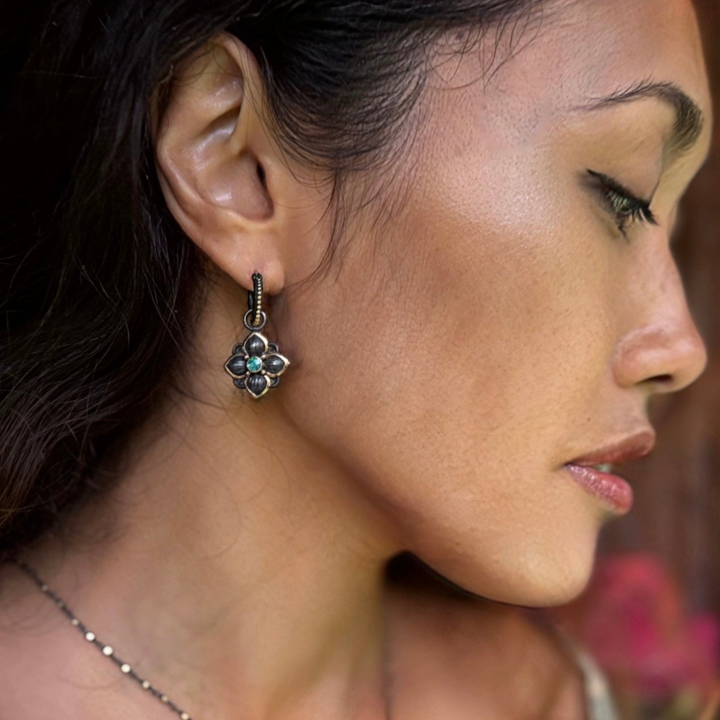 "Mini Jawan" Hoop Earrings (22k, 18k Gold, Oxidized Sterling Silver)