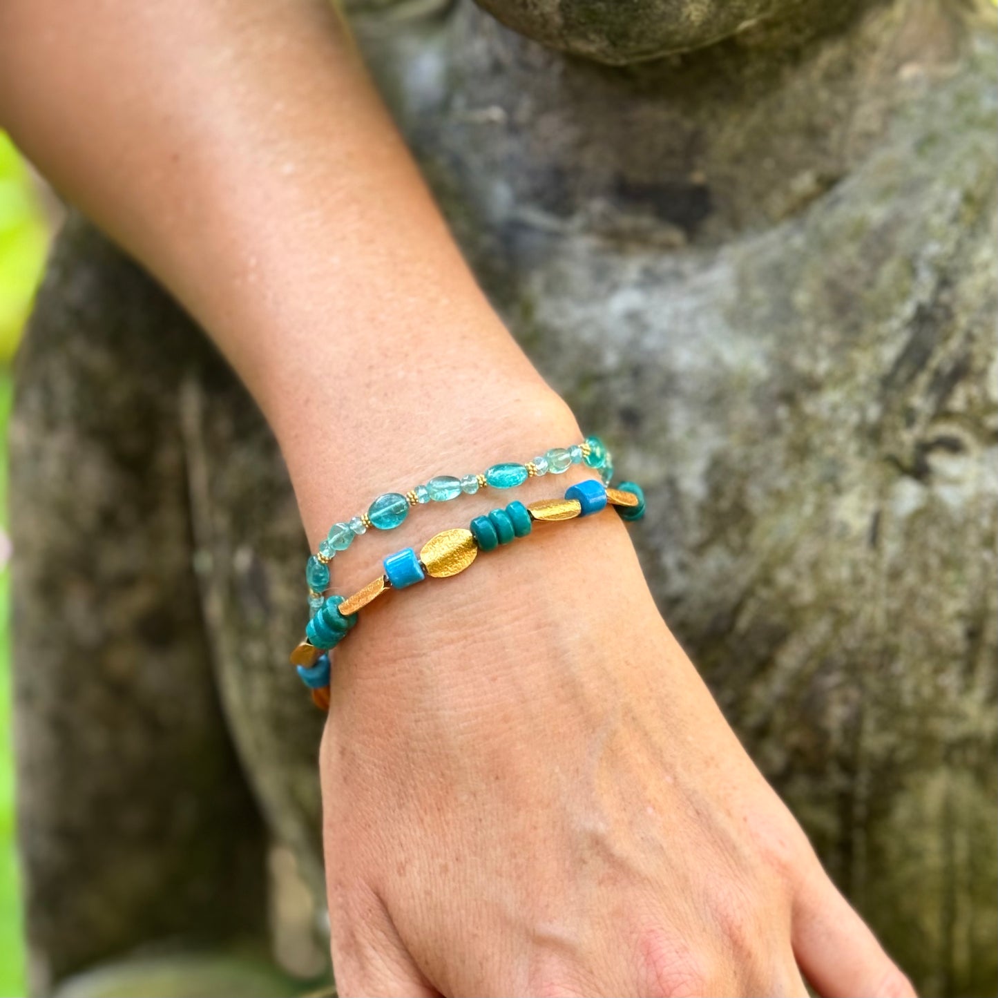 "Lola" Bracelet (Apatite, Aquamarine, 22k, 18k Gold)
