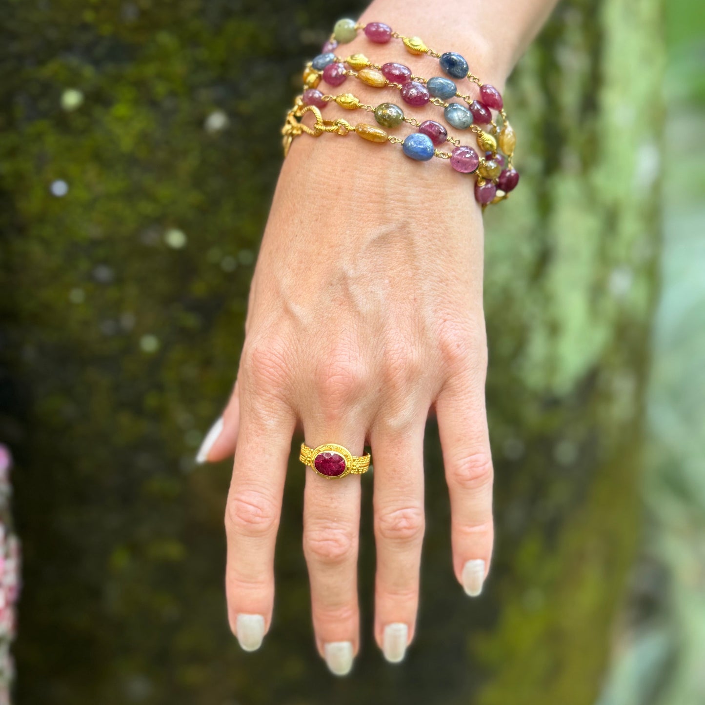 "Fancy Sparkler" Ring (Rubellite Tourmaline, 22k Gold)