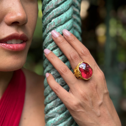 "Klimt" Ring (Orange Tourmaline, Orange Sapphire, 22k Gold)