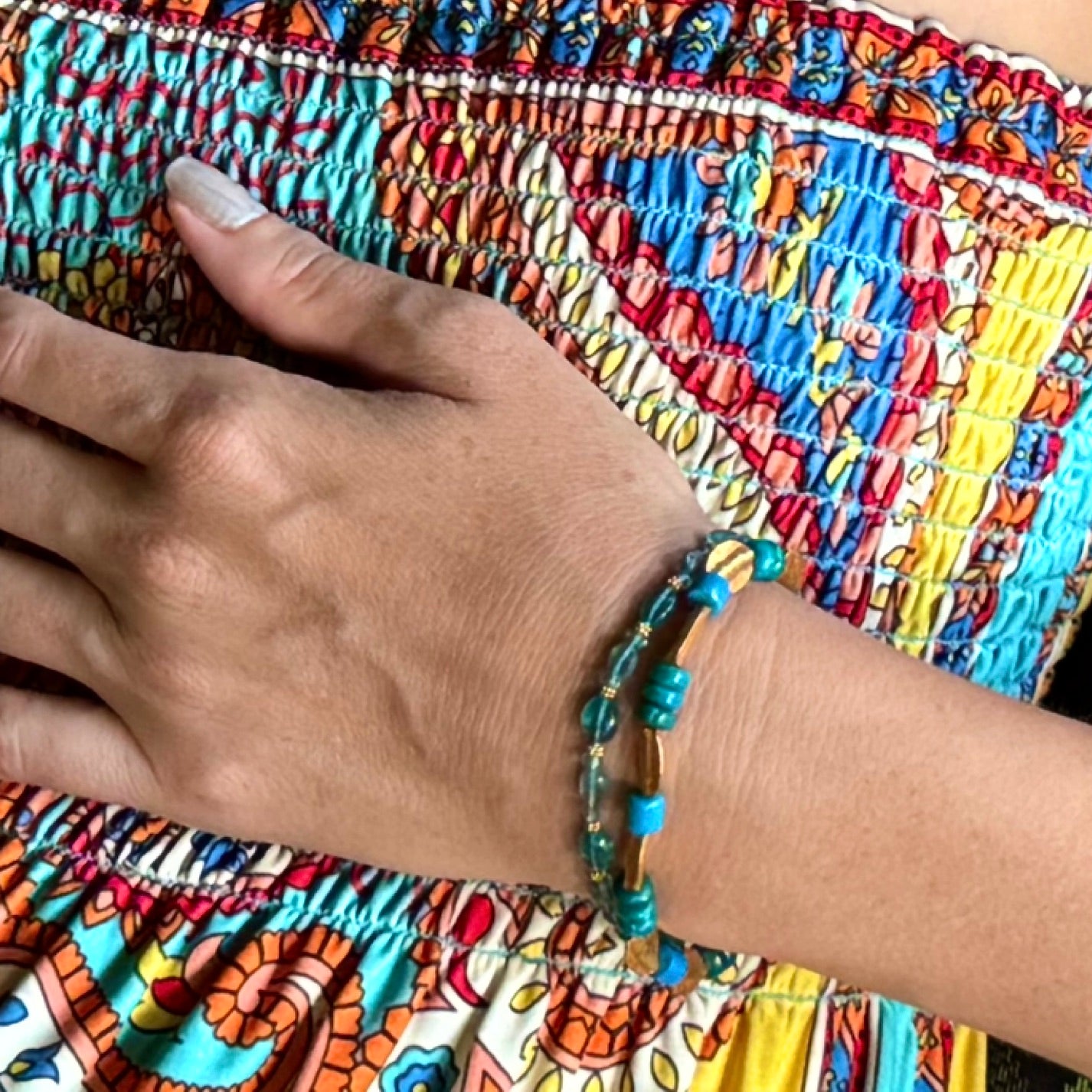 "Aswan" Bracelet (Turquoise, Gem Silica Beads, 22k, 18k Gold)