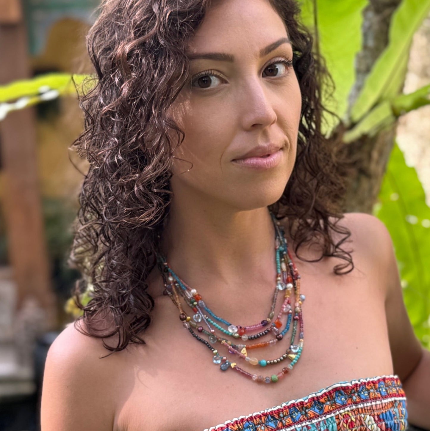 "Cool Lana Charm" Necklace (Mixed Gemstone Beads, Pearl, 22k, 18k Gold)