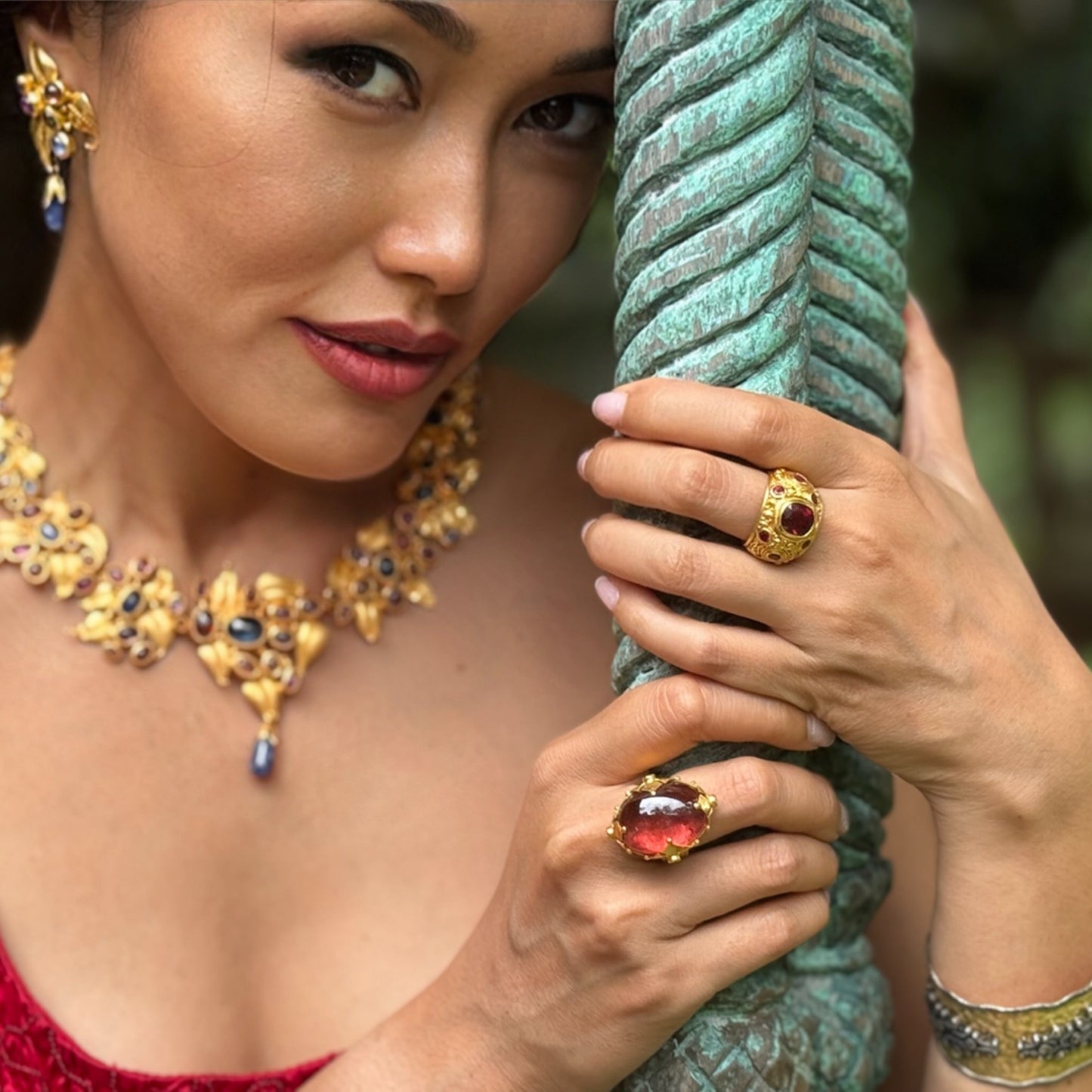 "Maltese" Ring (Red Tourmaline, Diamond, 22k Gold)