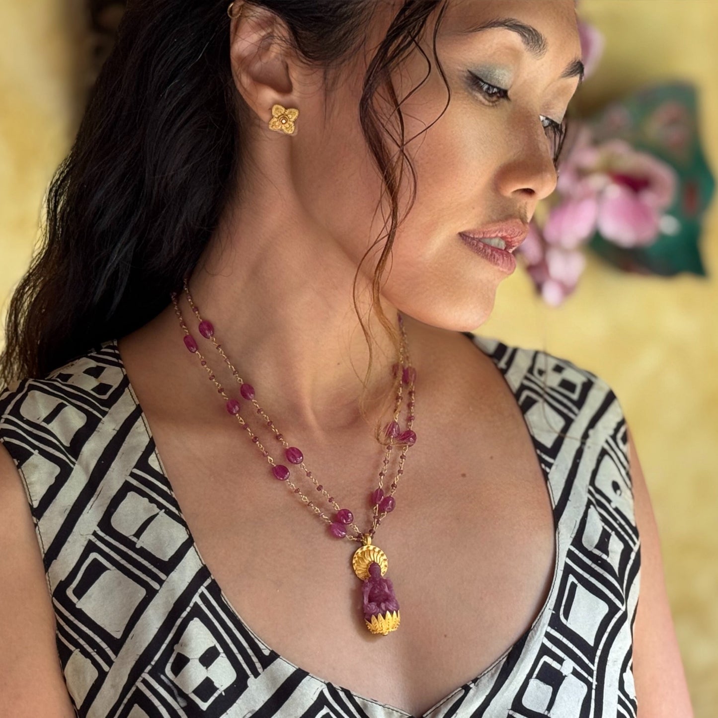 "Staccato" Necklace (Kyanite, Blue Sapphire, 18k Gold)