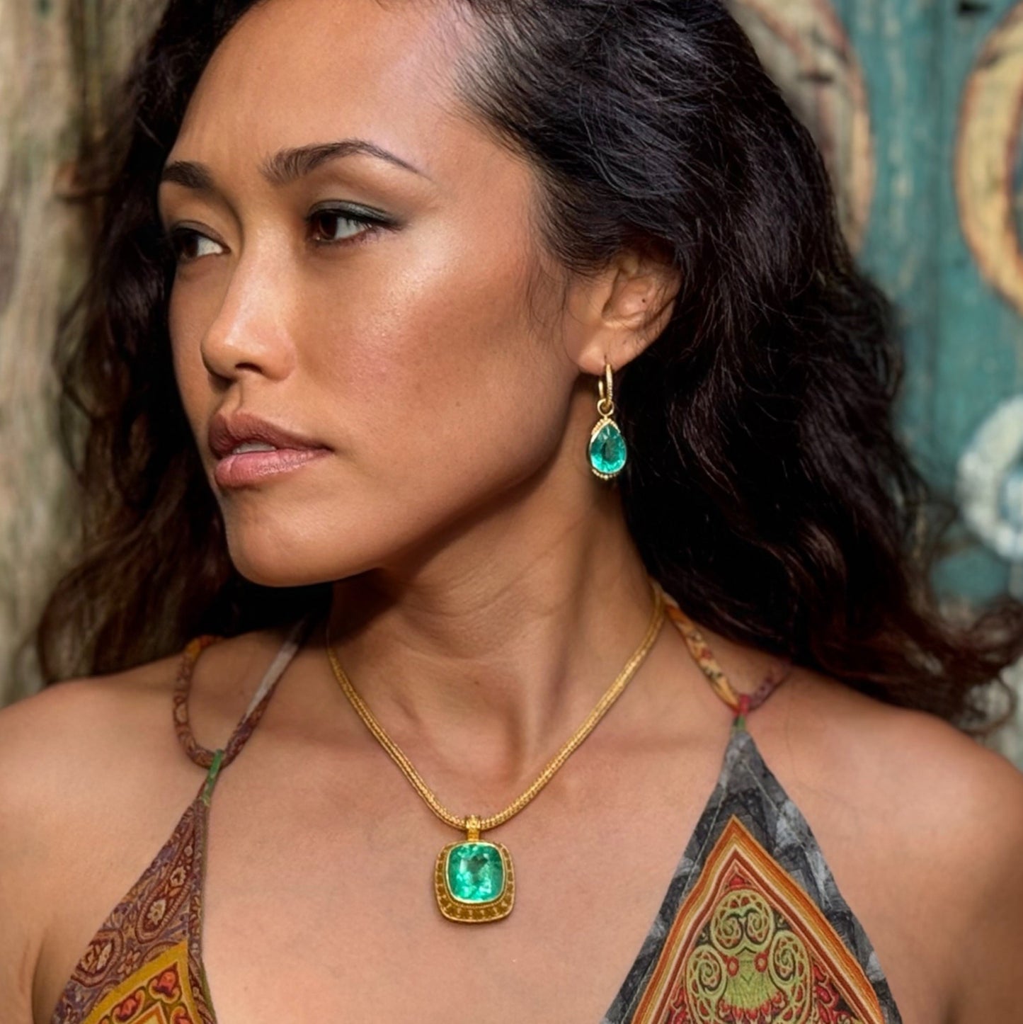 "Charm" Drops for Hoop Earrings (Green Topaz, 22k, 18k Gold)