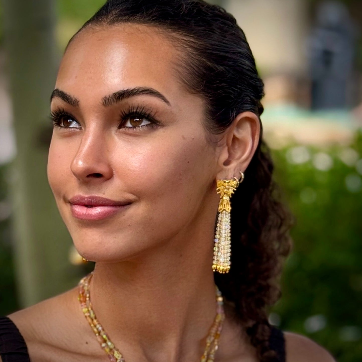 "Datura" Tassel Earring Drops (Ethiopian Opal, 22k, 18k Gold)