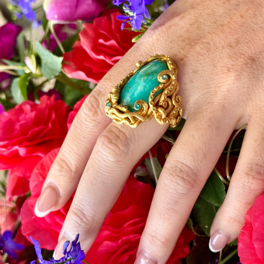 "Octopussy" Ring (Peruvian Opal, Paraiba Tourmaline, 22k Gold)