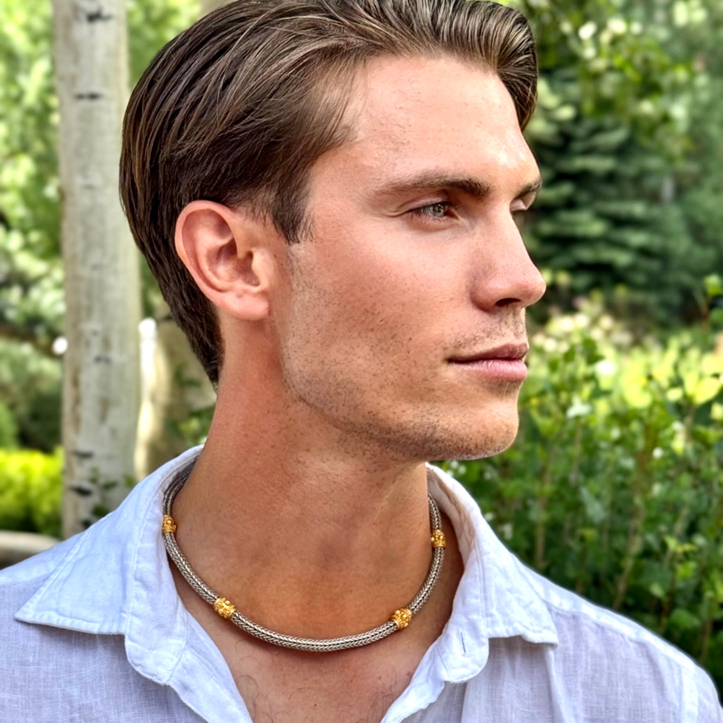 "Etrusca" Chain Necklace (Sterling Silver, 22k Gold)