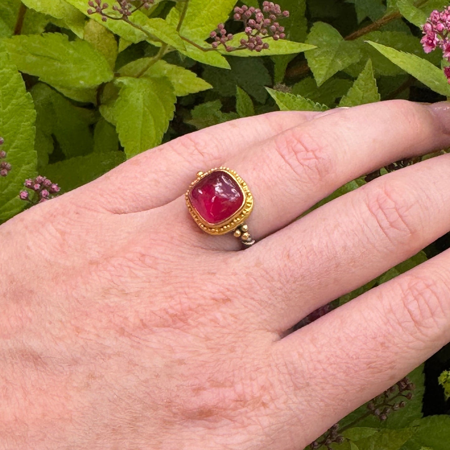 "Oslo Sparkler" (Ruby, 22k, 18k, Oxidized Sterling Silver)