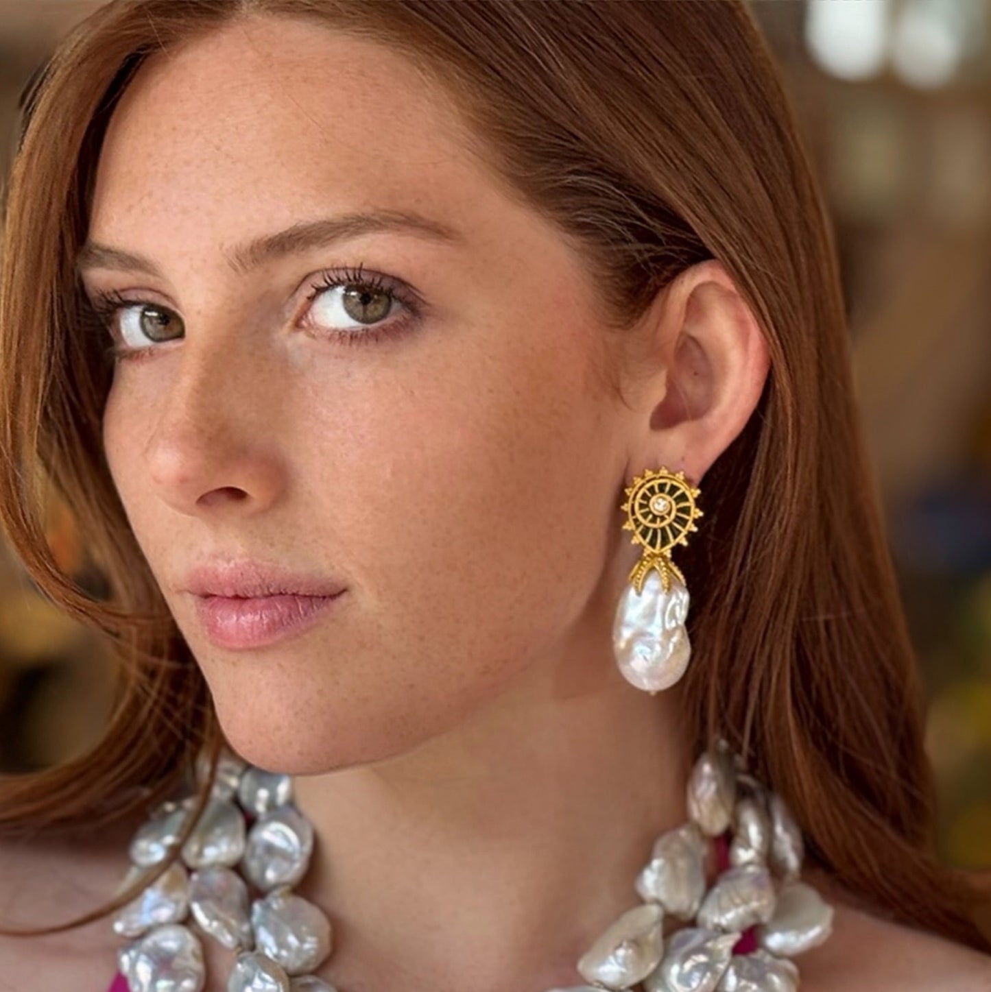 "Starfish" Detachable Drops for Hook Earrings (Baroque Freshwater Pearls, 22k Gold)