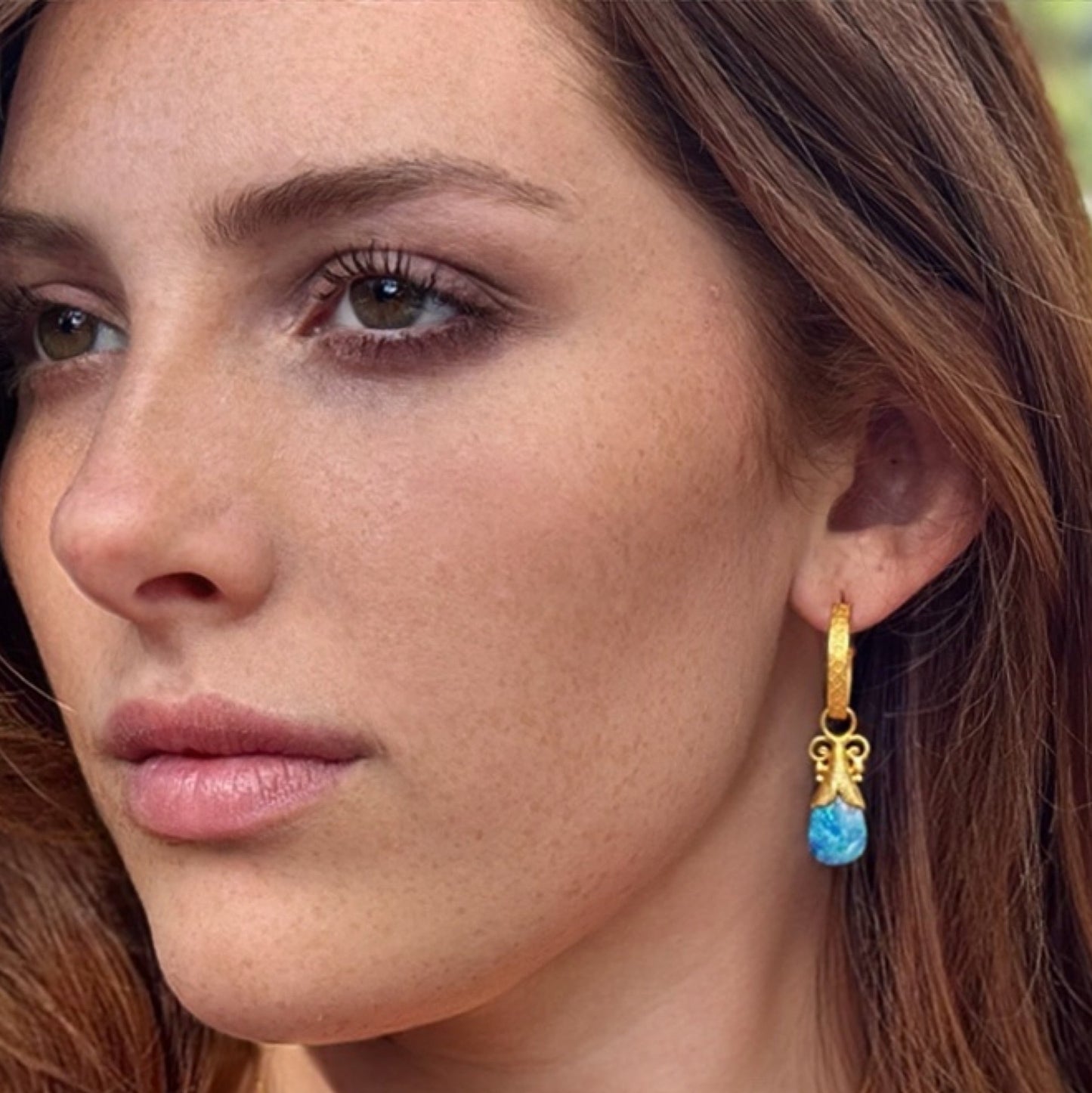 "Kilauea" Drops for Hoop Earrings (Australian Opal, 18k, 22k Gold)