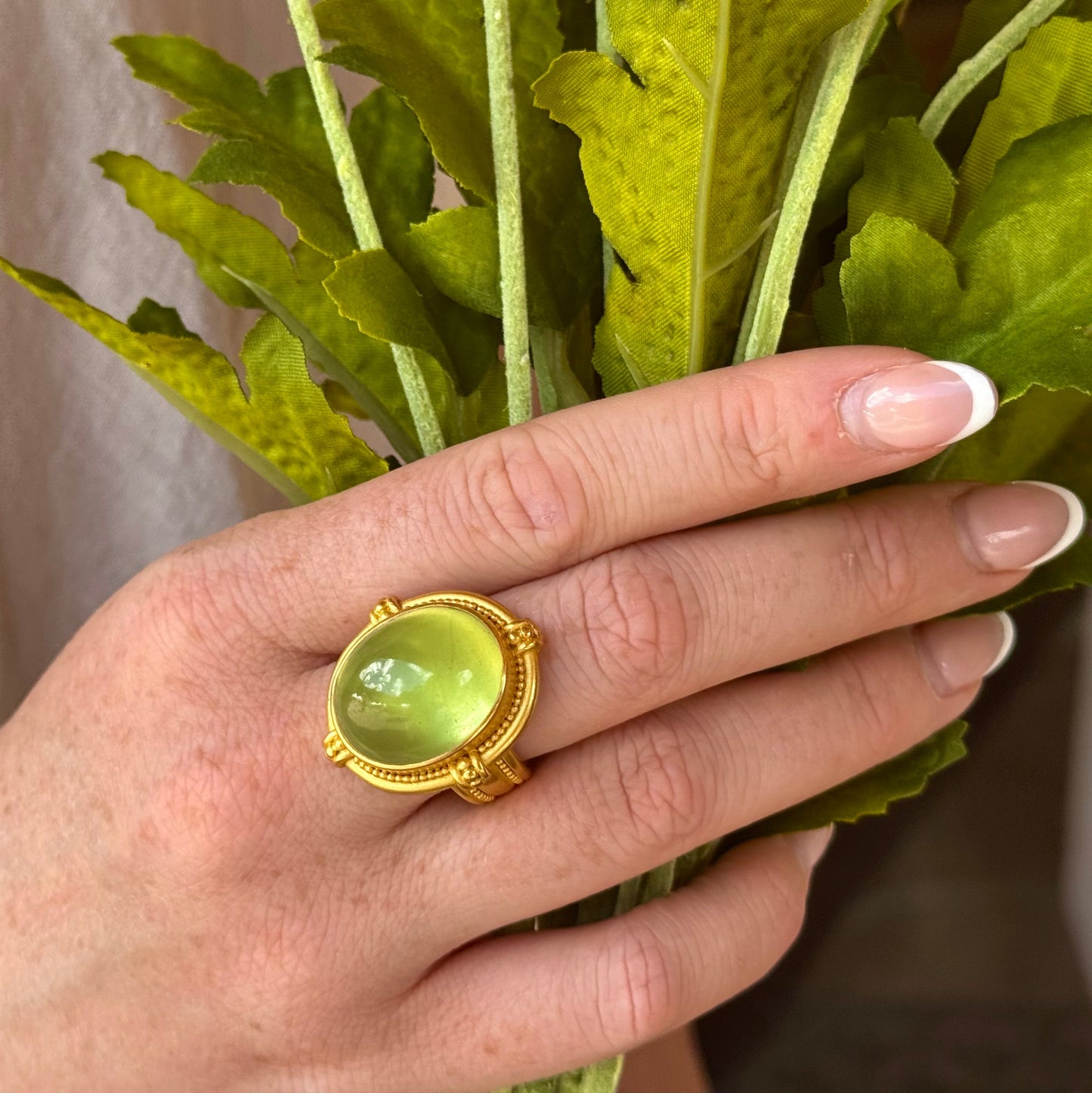 "Scuba" Ring (Prehnite, 22k Gold)